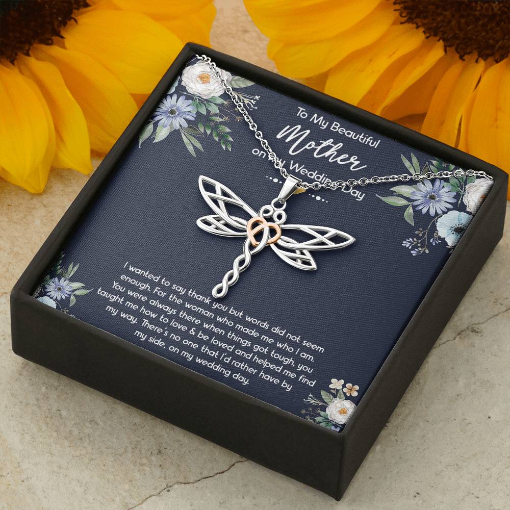 To My Mom of the Bride Gifts, I Wanted To Say Thank You, Dragonfly Necklace For Women, Wedding Day Thank You Ideas From Bride
