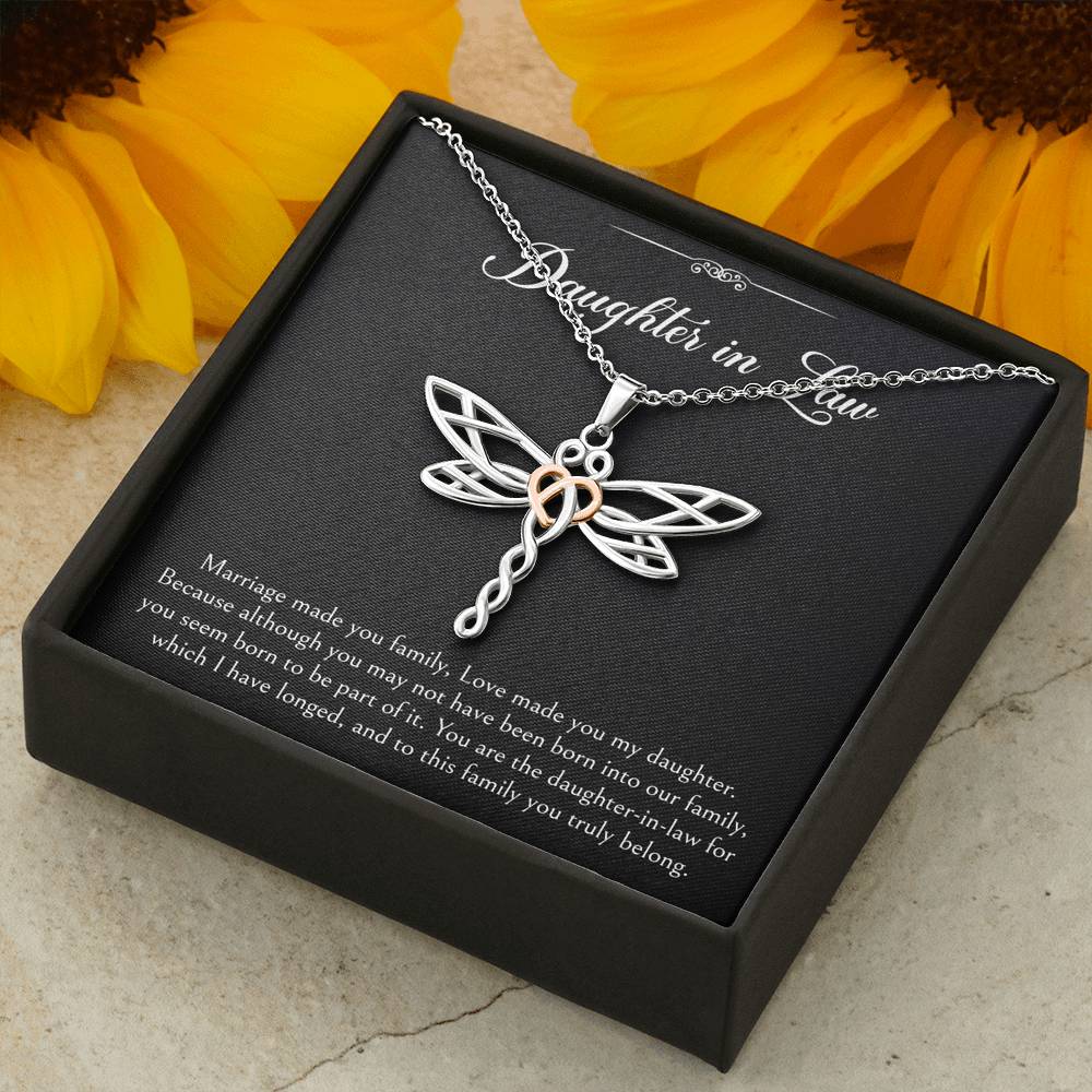 To My Daughter-in-law Gifts, Marriage Made You Family, Dragonfly Necklace For Women, Birthday Present Idea From Mother-in-law