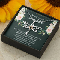 Load image into Gallery viewer, To My Badass Daughter Gifts, If Life Gets You Down, Dragonfly Necklace For Women, Birthday Present Idea From Mom
