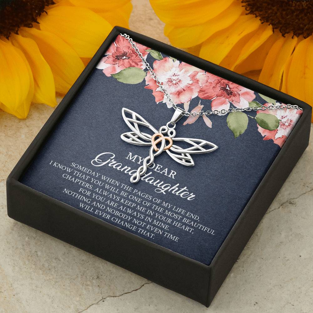 To My Granddaughter Gifts, Someday When The Pages Of My Life End, Dragonfly Necklace For Women, Birthday Present Idea From Grandma Grandpa