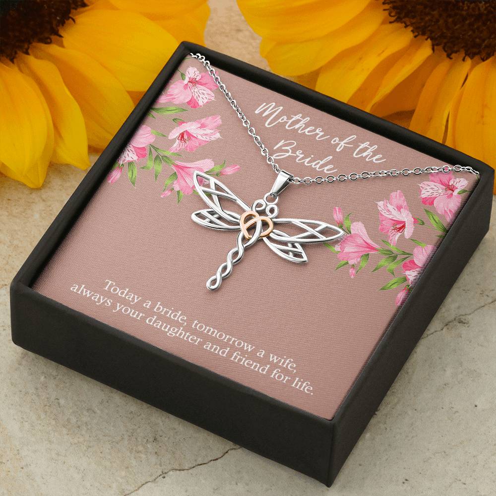To My Mom of the Bride Gifts, Always Your Daughter, Dragonfly Necklace For Women, Wedding Day Thank You Ideas From Bride