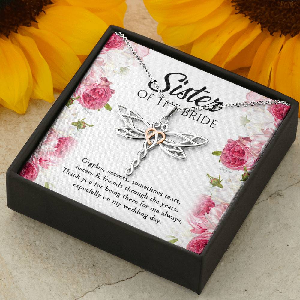 Sister of the Bride Gifts, Thanks For Being There, Dragonfly Necklace For Women, Wedding Day Thank You Ideas From Bride