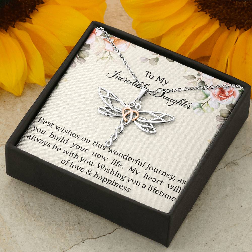 To My Bride  Gifts, Best Wishes, Dragonfly Necklace For Women, Wedding Day Thank You Ideas From Mom
