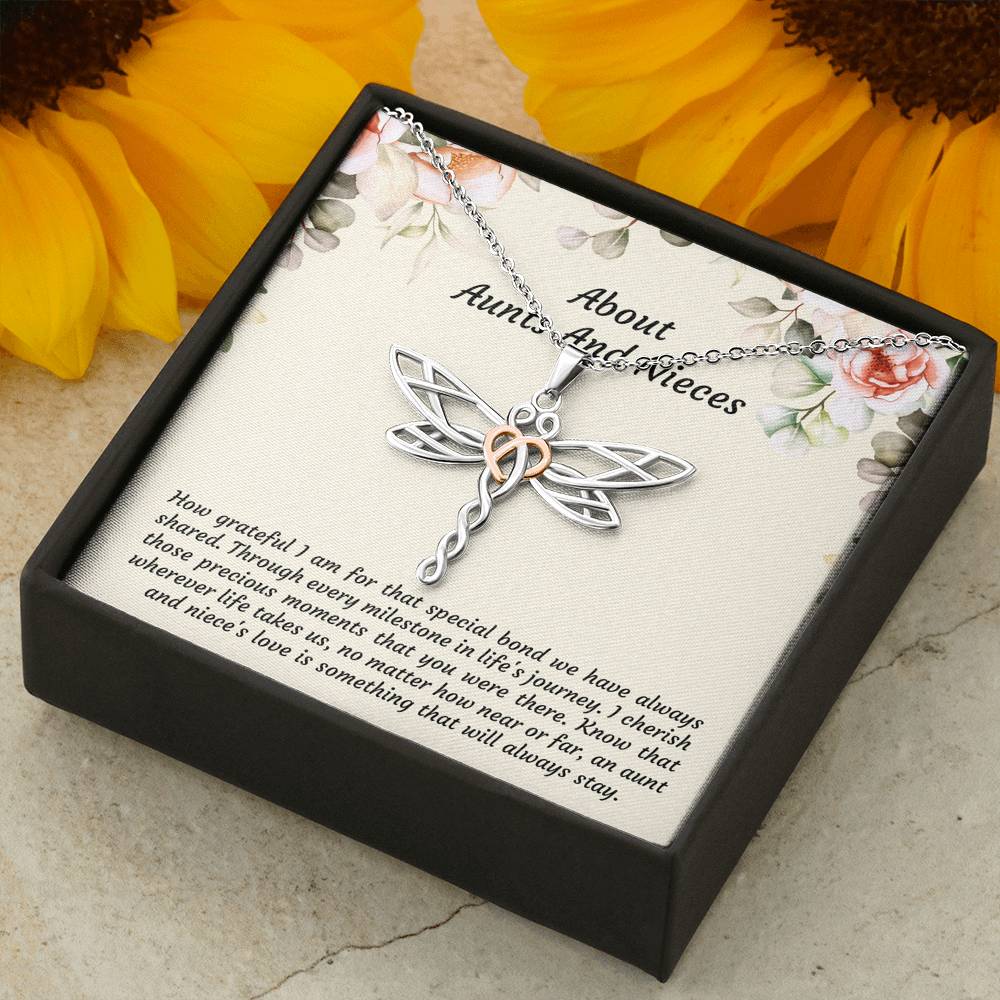To My Niece Gifts, How Grateful I Am For That Special Bond, Dragonfly Necklace For Women, Niece Birthday Present From Aunt