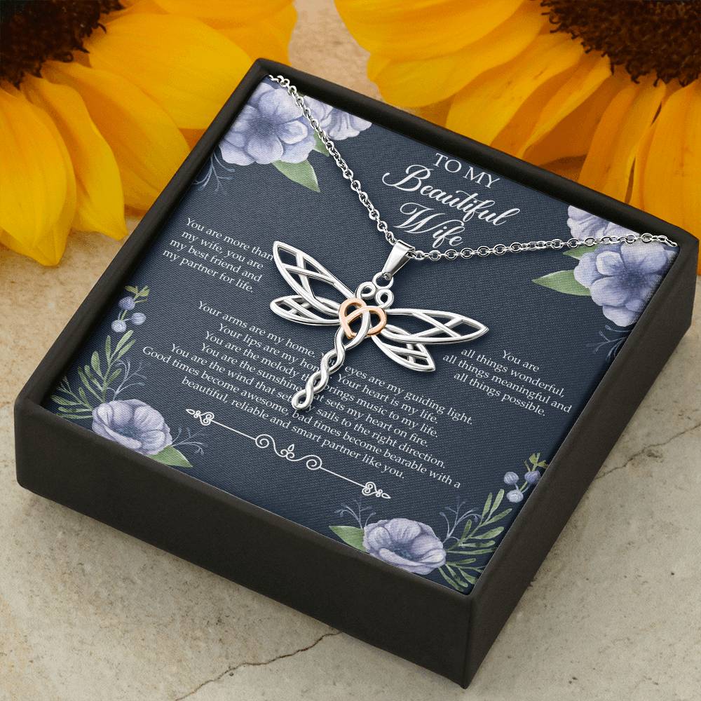 To My Wife, You Are More Than My Wife, Dragonfly Necklace For Women, Anniversary Birthday Gifts From Husband