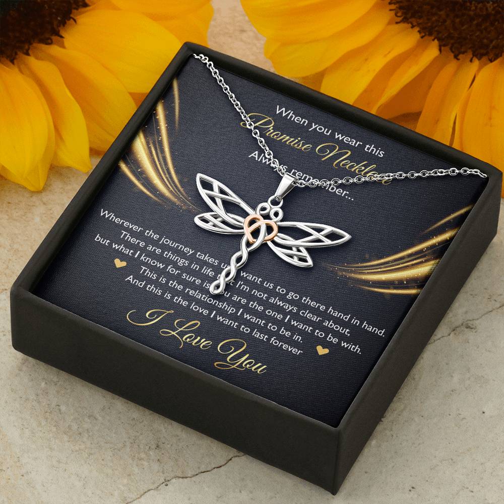 To My Girlfriend, When You Wear This Promise Necklace, Dragonfly Necklace For Women, Anniversary Birthday Gifts From Boyfriend