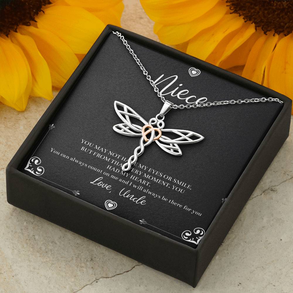 To My Niece  Gifts, You Can Always Count On Me, Dragonfly Necklace For Women, Birthday Present Idea From Uncle