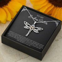 Load image into Gallery viewer, To My Badass Sister Gifts, When It&#39;s Too Hard To Look Back, Dragonfly Necklace For Women, Birthday Present Ideas From Sister Brother
