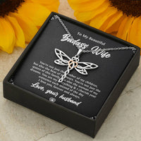 Load image into Gallery viewer, To My Badass Wife, Beat Of My Heart, Dragonfly Necklace For Women, Anniversary Birthday Valentines Day Gifts From Husband
