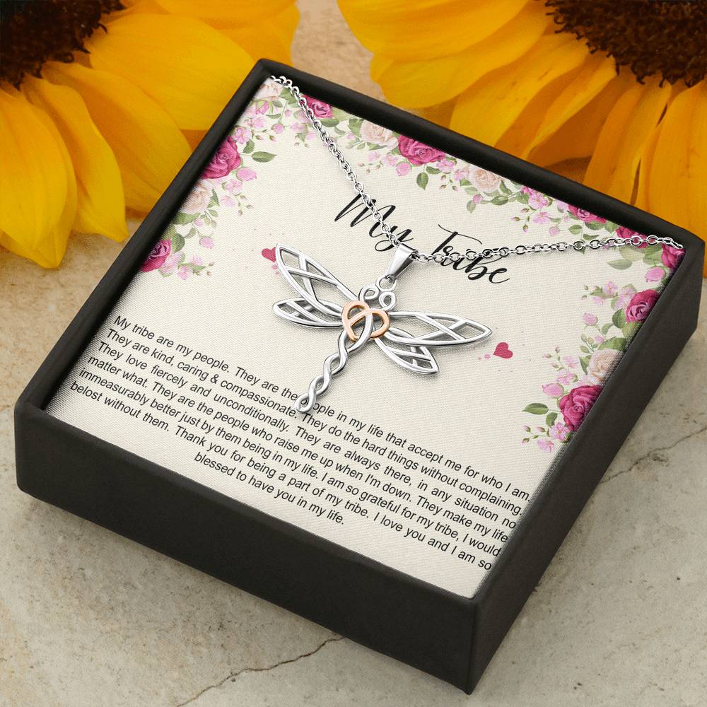 To My Best Friend Gifts, My Tribe , Dragonfly Necklace For Women, Birthday Present Idea From Bestie