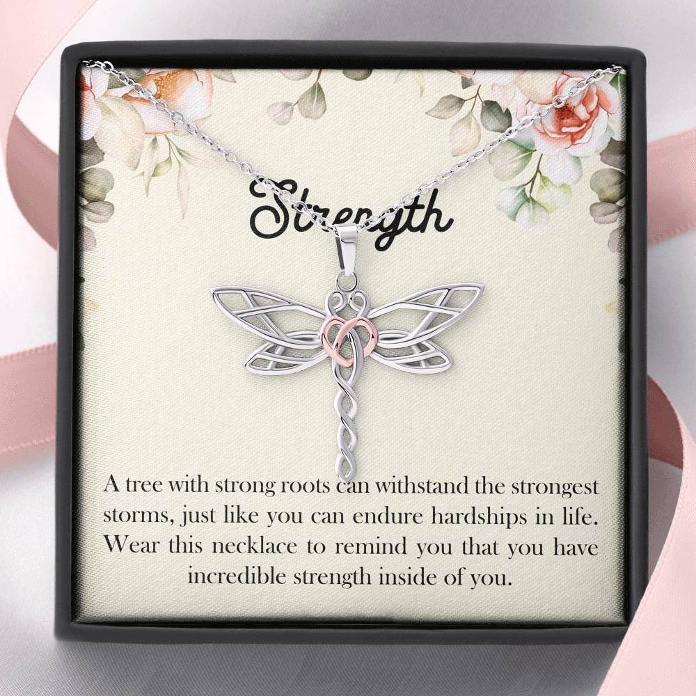Encouragement Gifts, Strength, Motivational Dragonfly Necklace For Women, Sympathy Inspiration Friendship Present