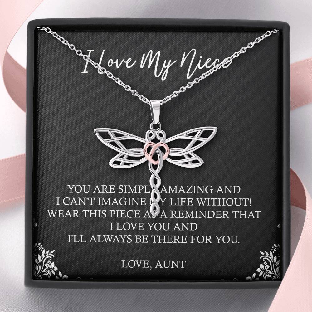 To My Niece  Gifts, You Are Simply Amazing, Dragonfly Necklace For Women, Birthday Present Idea From Aunt