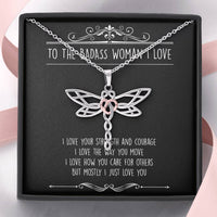 Load image into Gallery viewer, To My Badass Wife, I Just Love You, Dragonfly Necklace For Women, Anniversary Birthday Valentines Day Gifts From Husband
