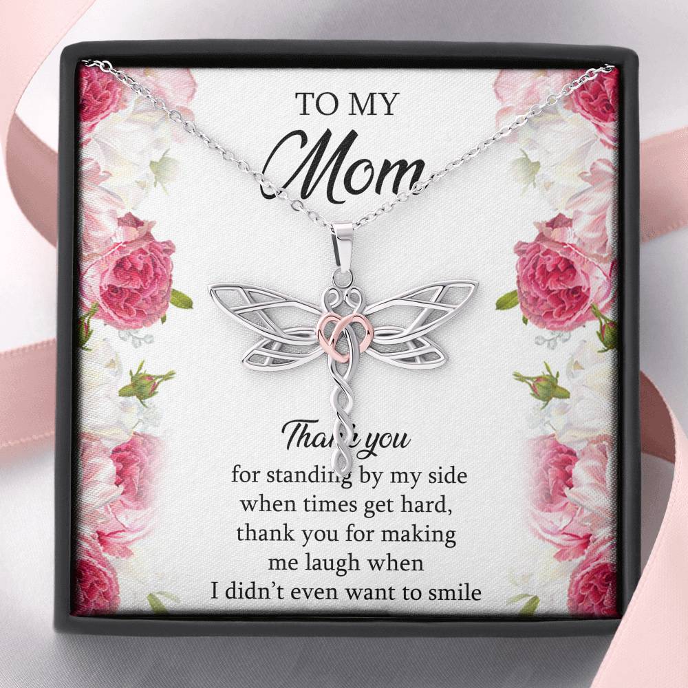 To My Mom Gifts, Thank You For Standing By My Side, Dragonfly Necklace For Women, Birthday Mothers Day Present From Son Daughter