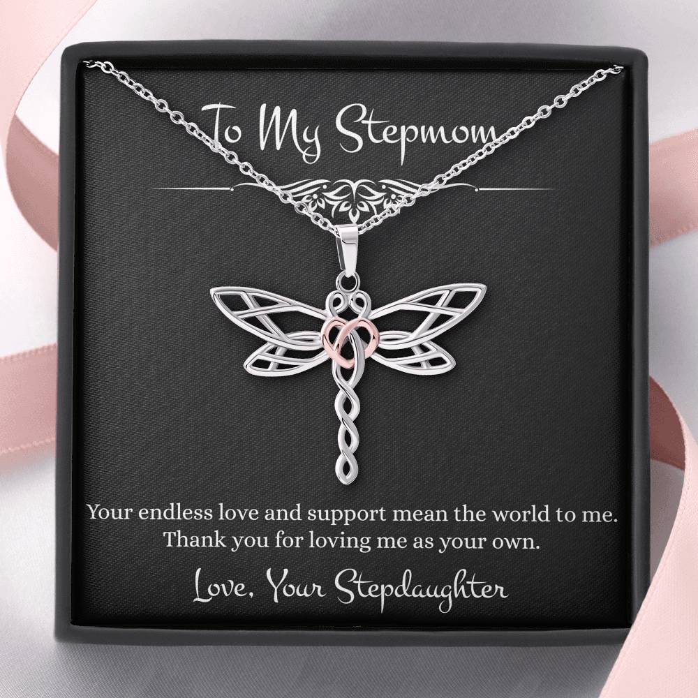 To My Stepmom Gifts, Your Endless Love And Support, Dragonfly Necklace For Women, Birthday Mothers Day Present From Stepdaughter