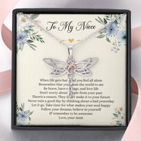 Load image into Gallery viewer, To My Niece Gifts, When Life Gets Hard And You Feel All Alone, Dragonfly Necklace For Women, Niece Birthday Present From Aunt

