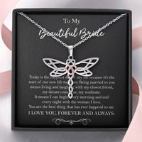 Load image into Gallery viewer, To My Bride Gifts, Happiest Day Of My Life, Dragonfly Necklace For Women, Wedding Day Thank You Ideas From Groom
