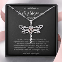 Load image into Gallery viewer, To My Stepmom Gifts, Thank You For Loving Me, Dragonfly Necklace For Women, Birthday Mothers Day Present From Stepdaughter
