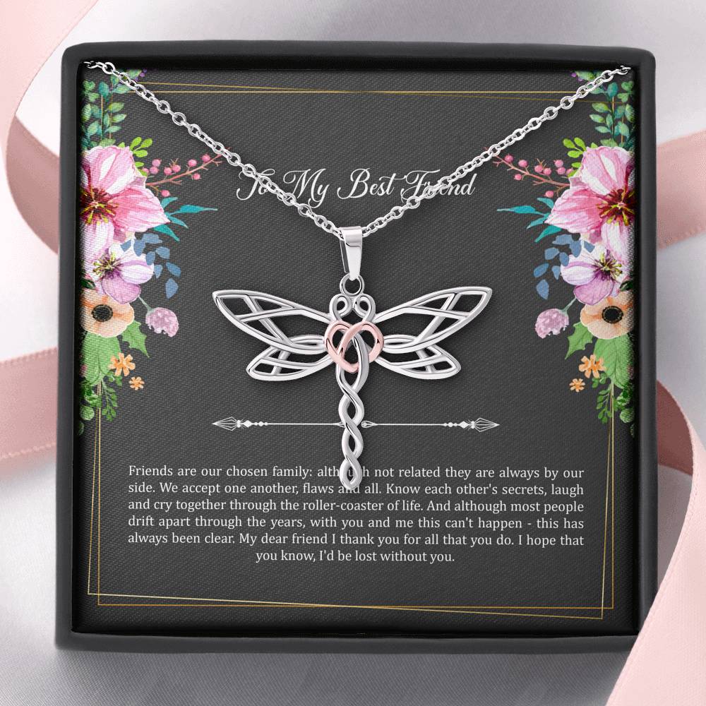 To My Best Friend Gifts, Friends Are Our Chosen Family, Dragonfly Necklace For Women, Birthday Present Idea From Bestie