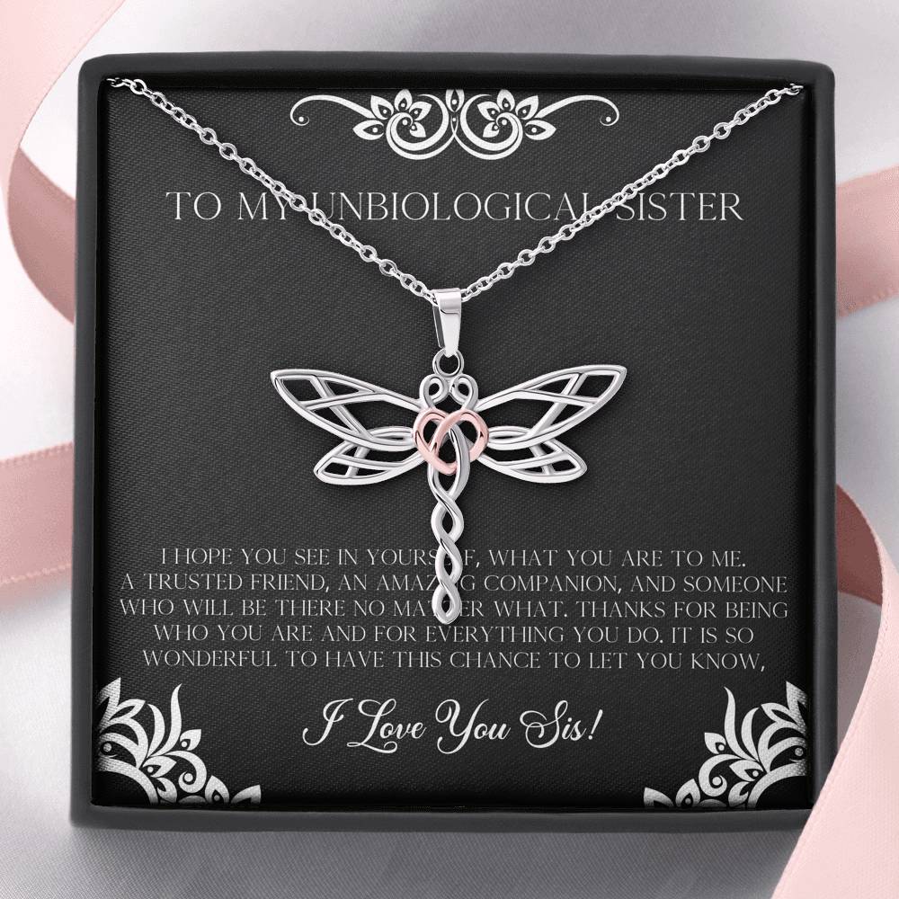 To My Unbiological Sister Gifts, I Hope You See in Yourself, Dragonfly Necklace For Women, Birthday Present Idea From Sister-in-law