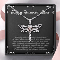 Load image into Gallery viewer, Mom Retirement Gifts, Never Forget, Happy Retirement Dragonfly Necklace For Women, Retirement Party Favor From Daughter Son
