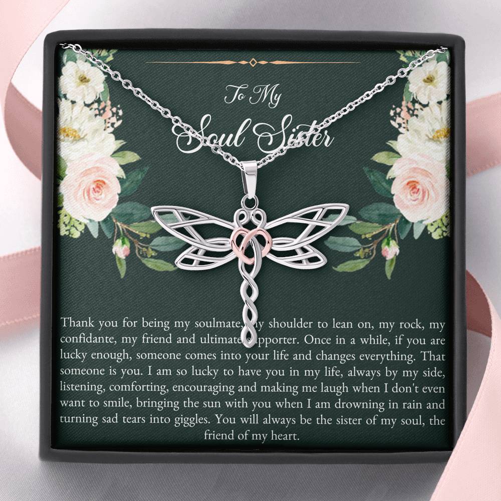 To My Best Friend Gifts, To My Soul Sister, Dragonfly Necklace For Women, Birthday Present Idea From Bestie