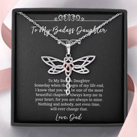 Load image into Gallery viewer, To My Badass Daughter Gifts, Someday When The Pages of My Life End, Dragonfly Necklace For Women, Birthday Present Idea From Dad
