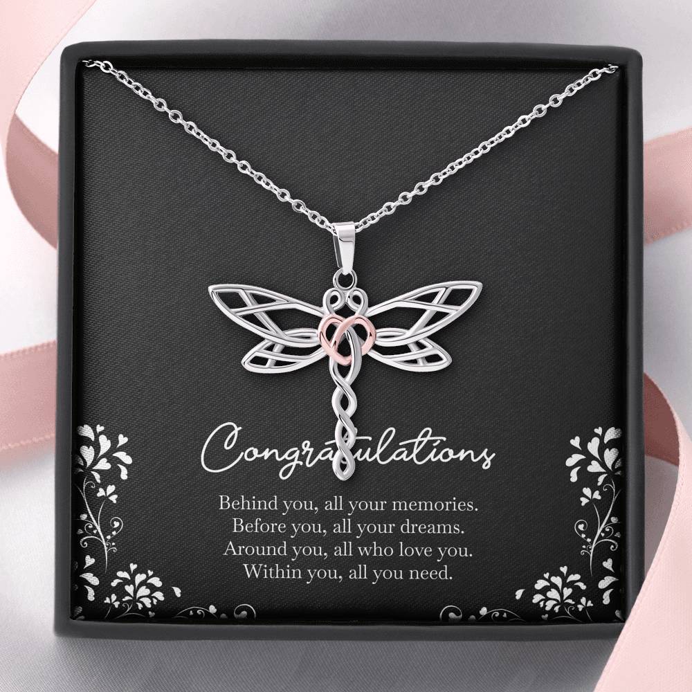 Retirement Gifts, Behind You, Happy Retirement Dragonfly Necklace For Women, Retirement Party Favor From Friends Coworkers