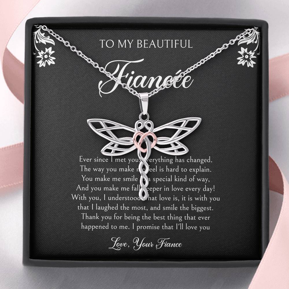 To My Fiancée, I'll Love You Forever, Dragonfly Necklace For Women, Anniversary Birthday Valentines Day Gifts From Fiancé