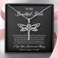 Load image into Gallery viewer, To My Bride Gifts, You Make Me A Better Person, Dragonfly Necklace For Women, Wedding Day Thank You Ideas From Groom
