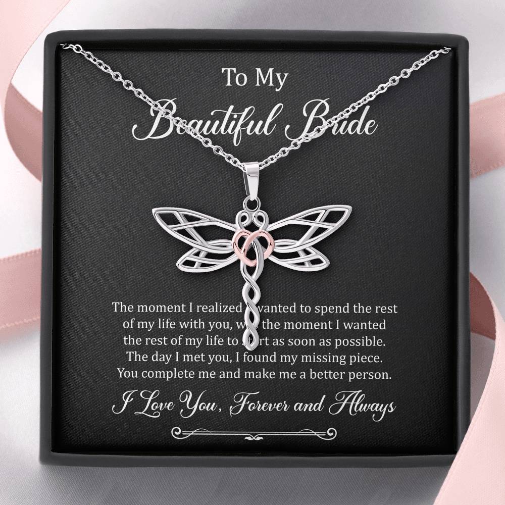 To My Bride Gifts, You Make Me A Better Person, Dragonfly Necklace For Women, Wedding Day Thank You Ideas From Groom