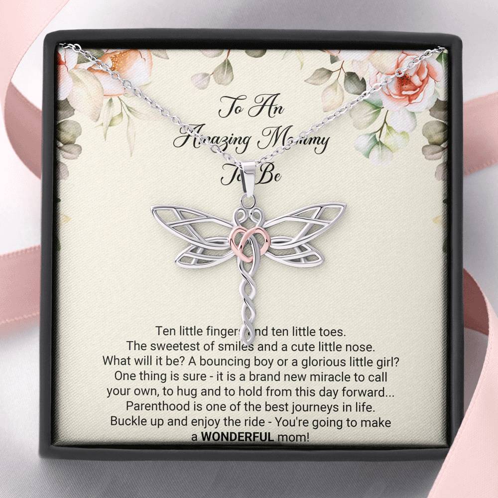 Gift for Expecting Mom, Brand New Miracle, Mom to Be Dragonfly Necklace For Women, Pregnancy Gift For New Mother