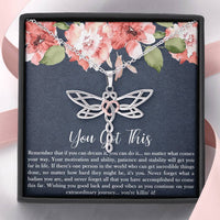 Load image into Gallery viewer, Encouragement Gifts, You Got This, Motivational Dragonfly Necklace For Women, Sympathy Inspiration Friendship Present
