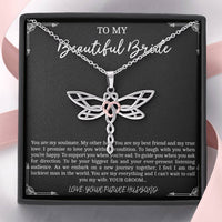 Load image into Gallery viewer, To My Bride  Gifts, You Are My Soulmate, Dragonfly Necklace For Women, Wedding Day Thank You Ideas From Groom
