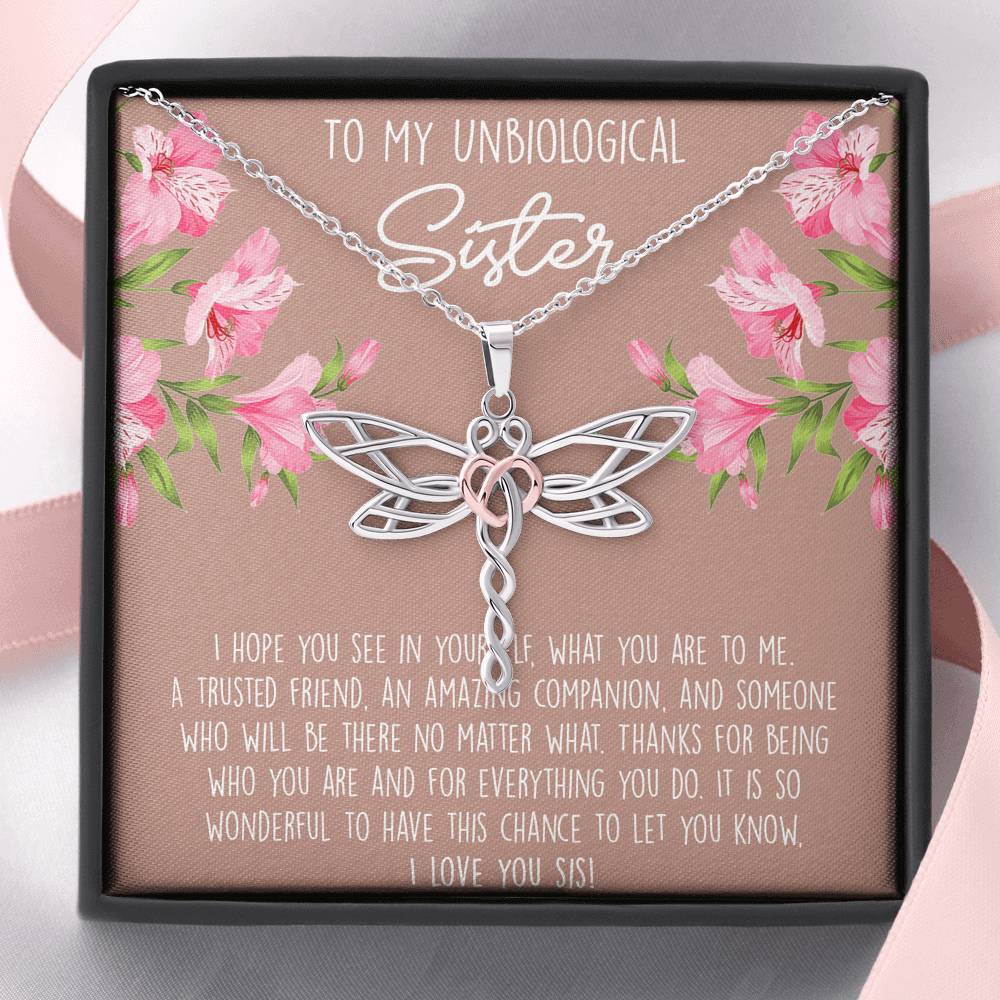 To My Best Friend Gifts, To My Unbiological Sister, Dragonfly Necklace For Women, Birthday Present Idea From Bestie