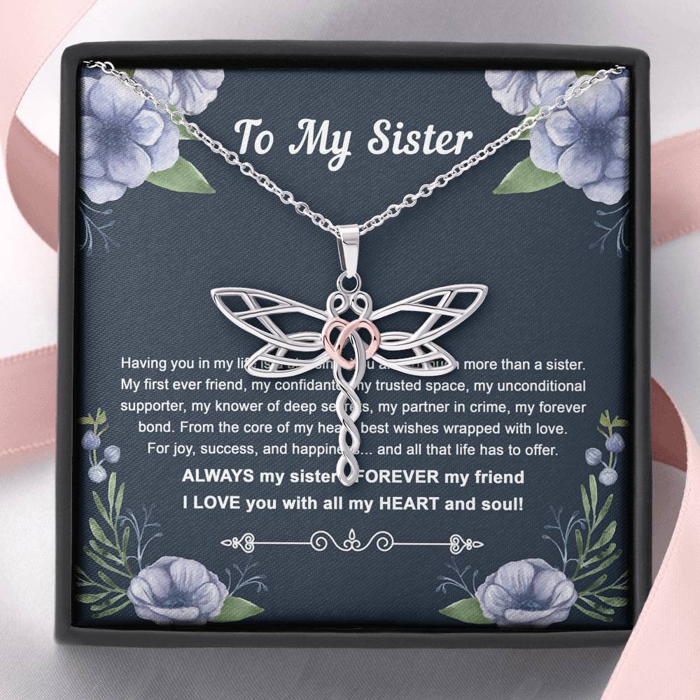 To My Sister Gifts, Having You In My Life Is A Blessing, Dragonfly Necklace For Women, Birthday Present Idea From Sister