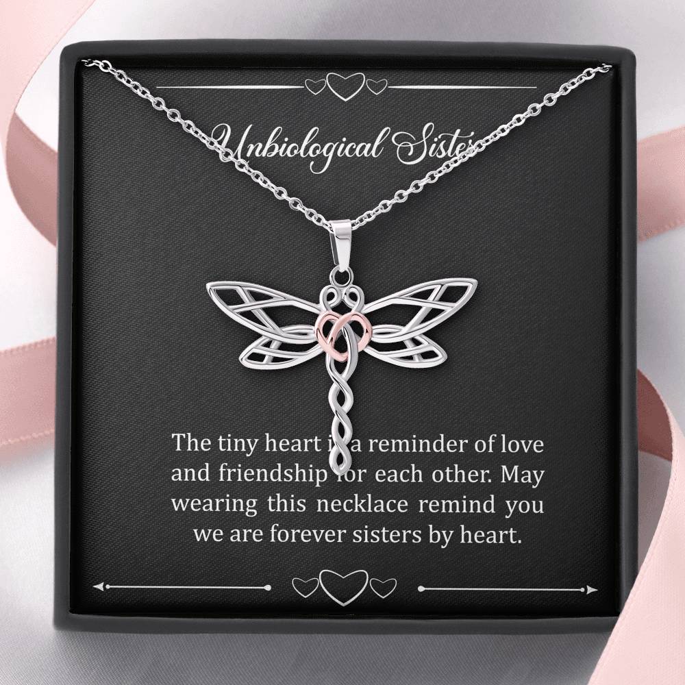 To My Unbiological Sister Gifts, Reminder of Love, Dragonfly Necklace For Women, Birthday Present Idea From Sister-in-law