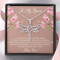 Load image into Gallery viewer, To My Wife, My Queen, Dragonfly Necklace For Women, Anniversary Birthday Gifts From Husband
