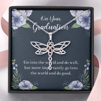 Load image into Gallery viewer, Graduation Gifts, Go Into The World, Dragonfly Necklace For Women, College Preschool High School Graduation Present
