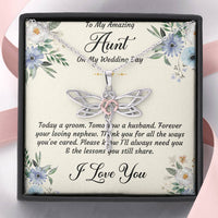 Load image into Gallery viewer, Aunt of the Groom Gifts, Forever Your Nephew, Dragonfly Necklace For Women, Wedding Day Thank You Ideas From Groom
