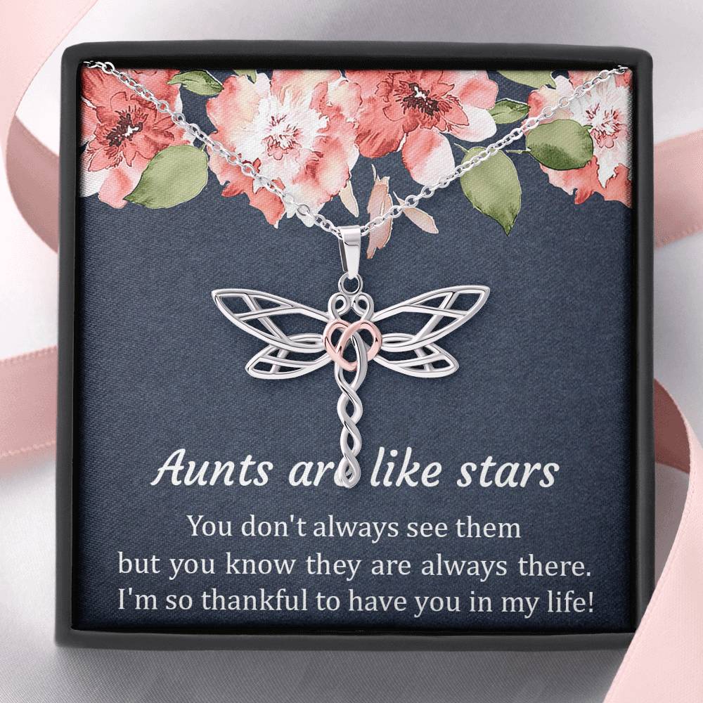 To My Aunt Gifts, Aunts Are Like Stars, Dragonfly Necklace For Women, Aunt Birthday Present From Niece Nephew