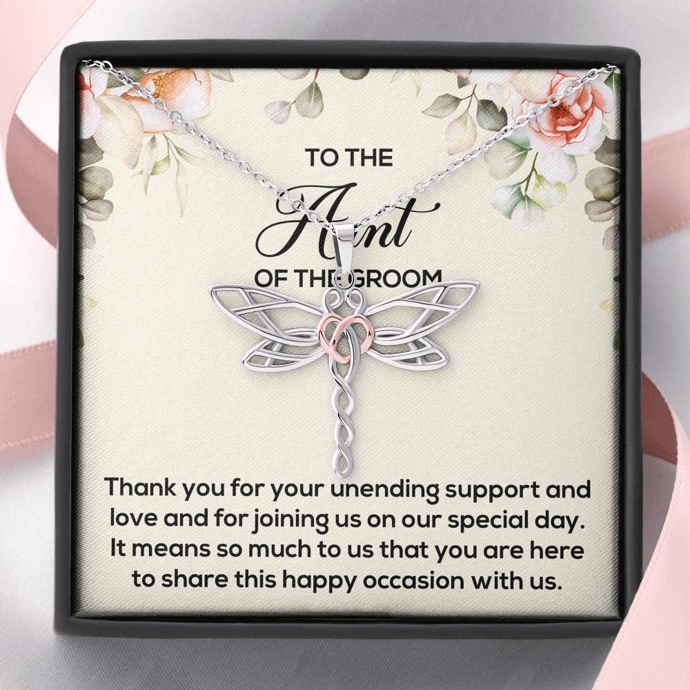 Aunt of the Groom Gifts, Thank You for Your Support, Dragonfly Necklace For Women, Wedding Day Thank You Ideas From Groom