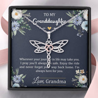Load image into Gallery viewer, To My Granddaughter Gifts, I&#39;m Always Here For You, Dragonfly Necklace For Women, Birthday Present Idea From Grandma
