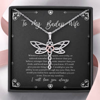 Load image into Gallery viewer, To My Badass Wife, You Are My Sunshine, Dragonfly Necklace For Women, Anniversary Birthday Valentines Day Gifts From Husband
