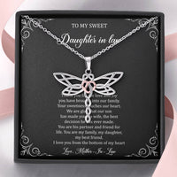 Load image into Gallery viewer, To My Daughter in Law Gifts, Thank You For The Love And Joy, Dragonfly Necklace For Women, Birthday Present Idea From Mother-in-law
