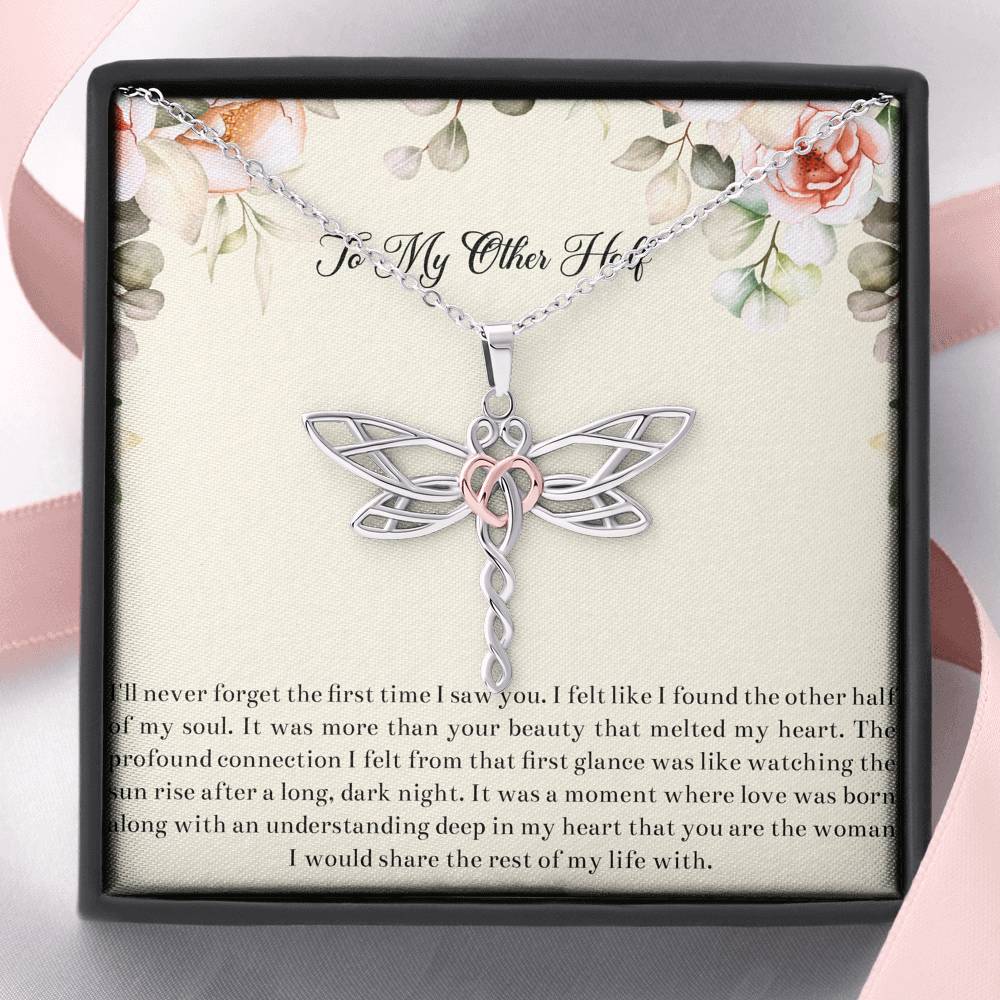 To My Wife, My Other Half, Dragonfly Necklace For Women, Anniversary Birthday Gifts From Husband