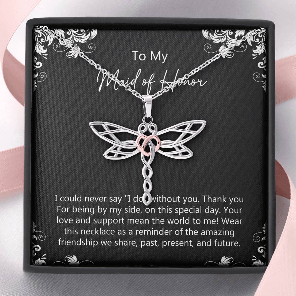 To My Maid Of Honor Gifts, Love And Support, Dragonfly Necklace For Women, Wedding Day Thank You Ideas From Bride
