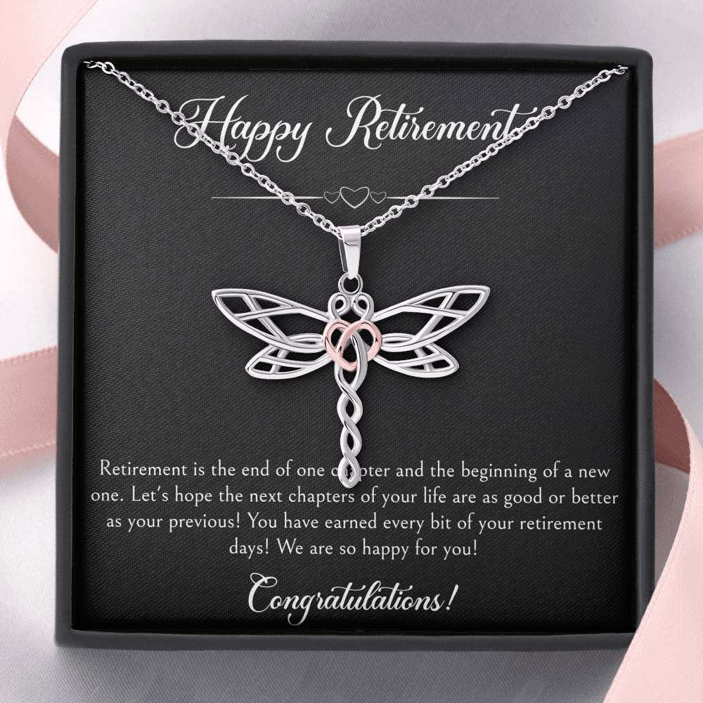 Retirement Gifts, Wishing You The Best, Happy Retirement Dragonfly Necklace For Women, Retirement Party Favor From Friends Coworkers