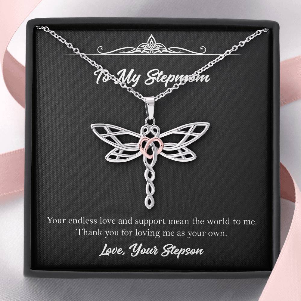 To My Stepmom Gifts, Your Endless Love And Support, Dragonfly Necklace For Women, Birthday Mothers Day Present From Stepson