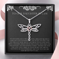 Load image into Gallery viewer, To My Daughter in Law Gifts, Thank You For The Love, Dragonfly Necklace For Women, Birthday Present Idea From Mother-in-law
